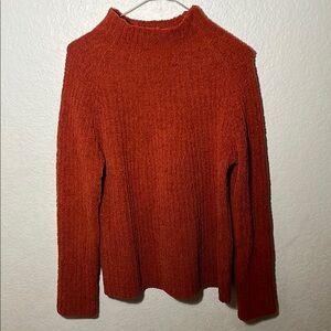Max Studio Orange Turtleneck Sweater with Ribbed Knit